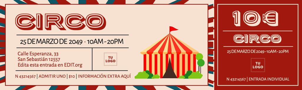 Plantillas De Tickets De Entrada Editables Online