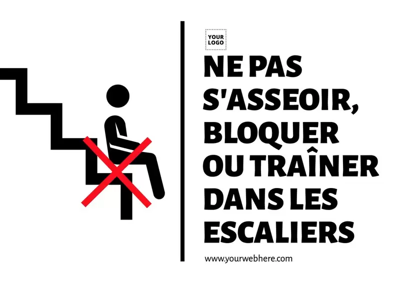 modèle de panneau d'interdiction de s'asseoir dans les escaliers éditable en ligne