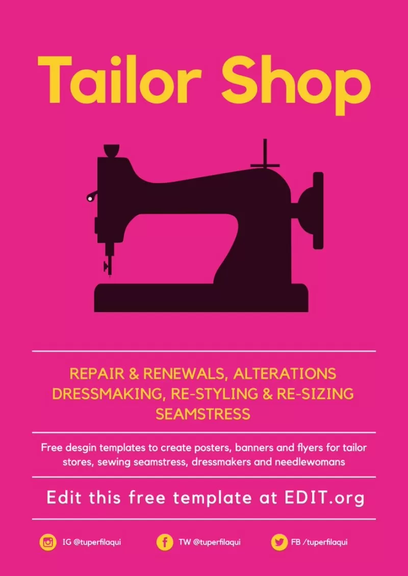 Customizable poster to promote a sewing service