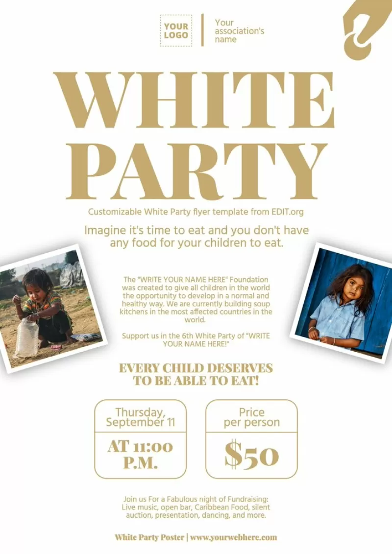 Customizable white party flyer background
