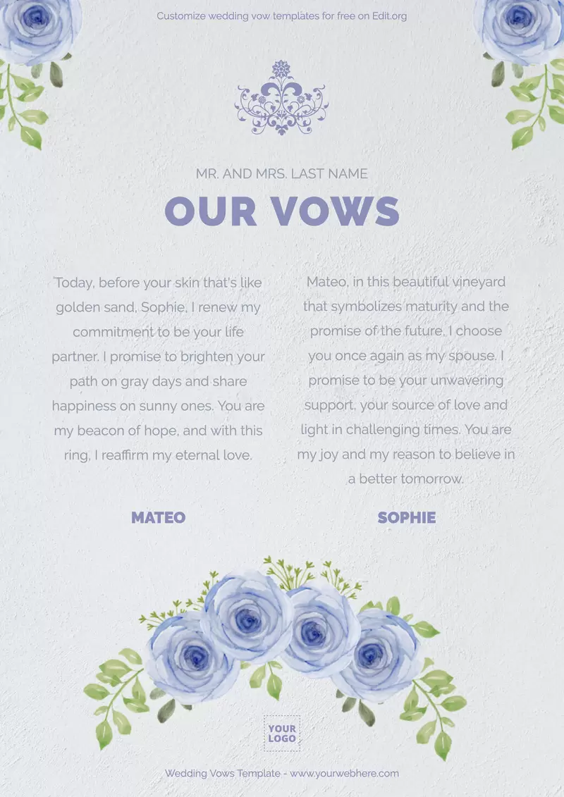 Creative Marriage Vows template to customize online