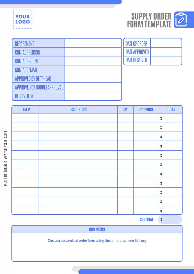 Printable Order Form Templates