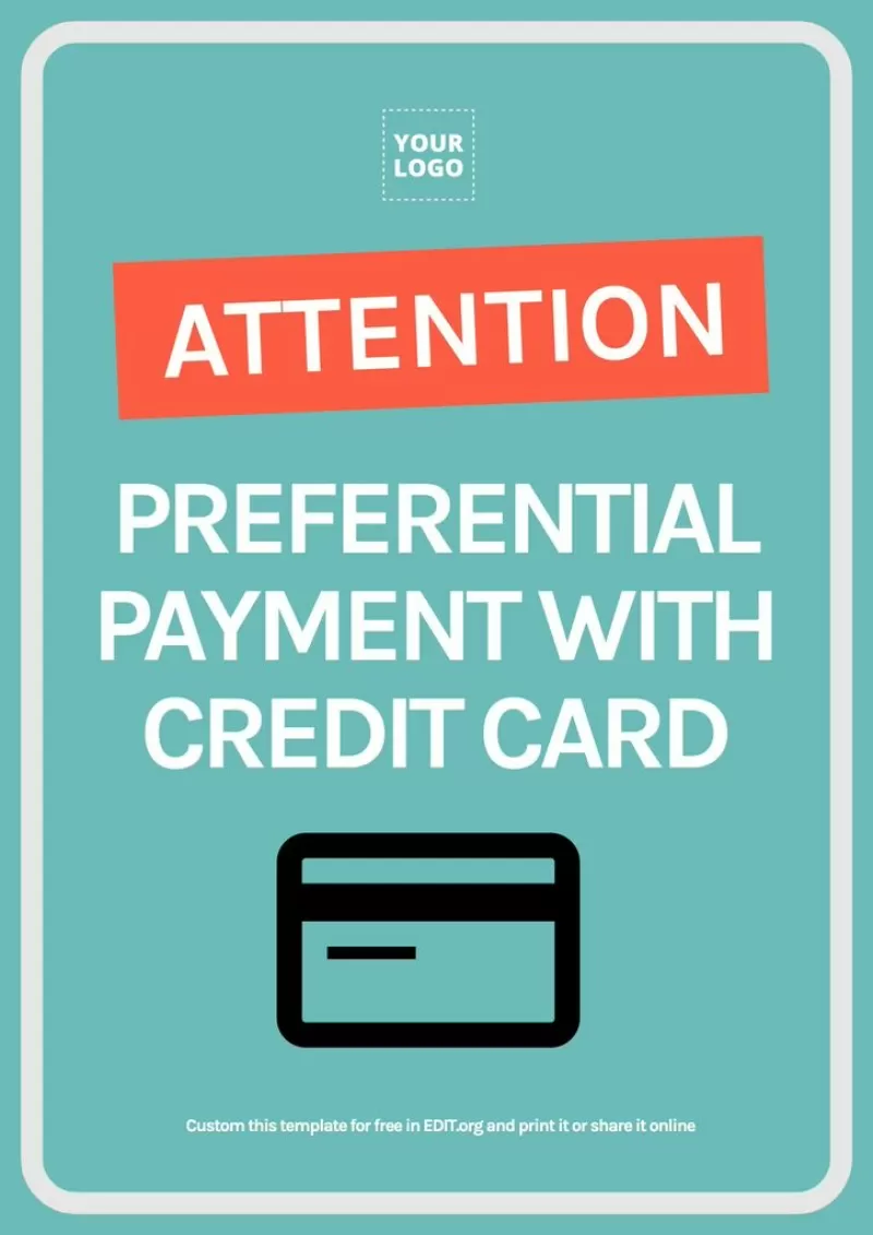 Template design payment with credit card accepted