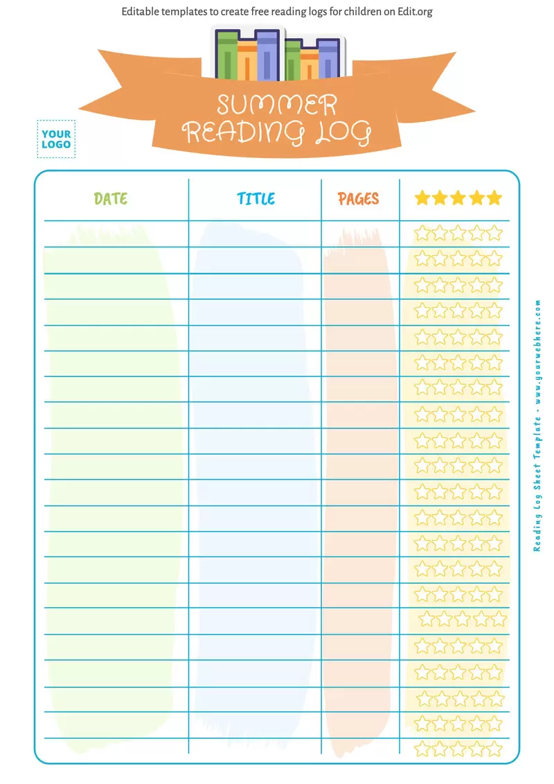 Customizable summer reading log design online
