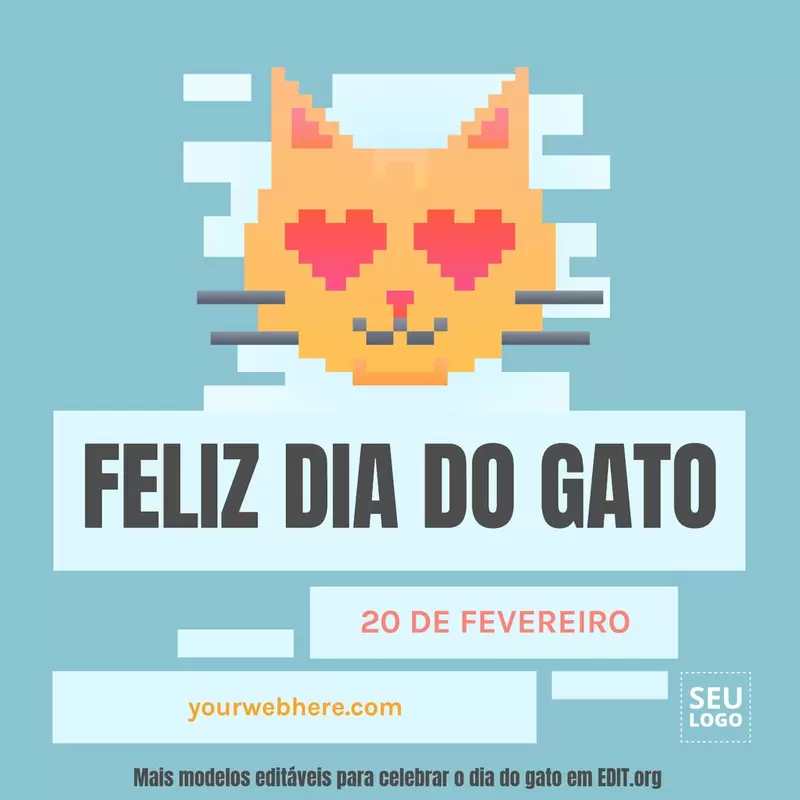 Templates de designs editáveis online para comemorar e divulgar o Dia do Gato