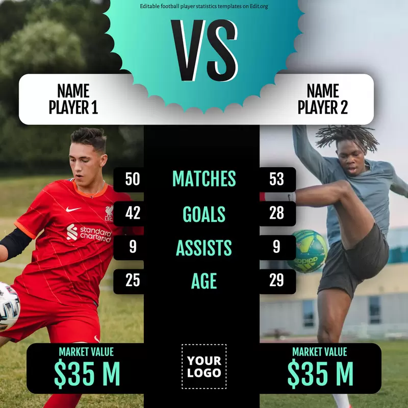 Free editable soccer stats template for social media