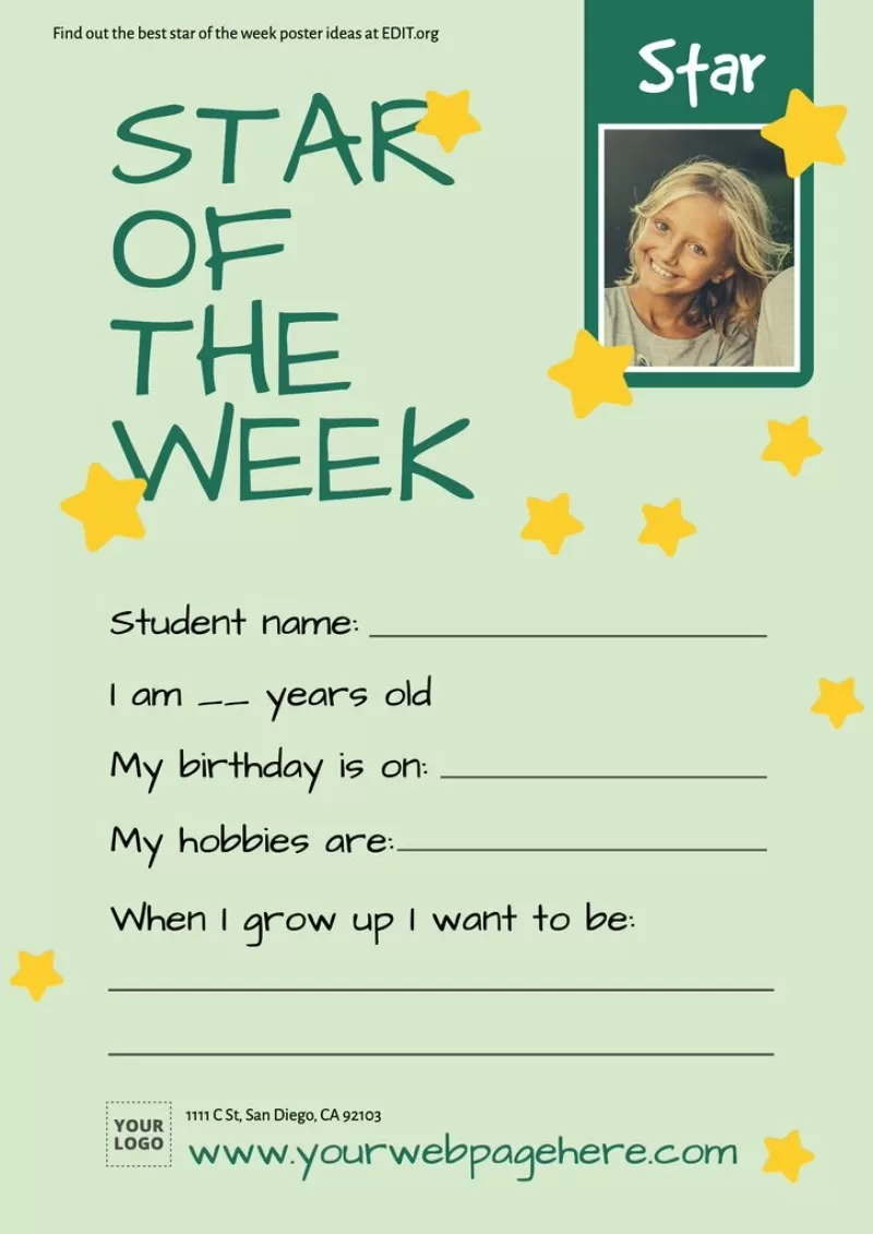 Free Star of the Week poster templates