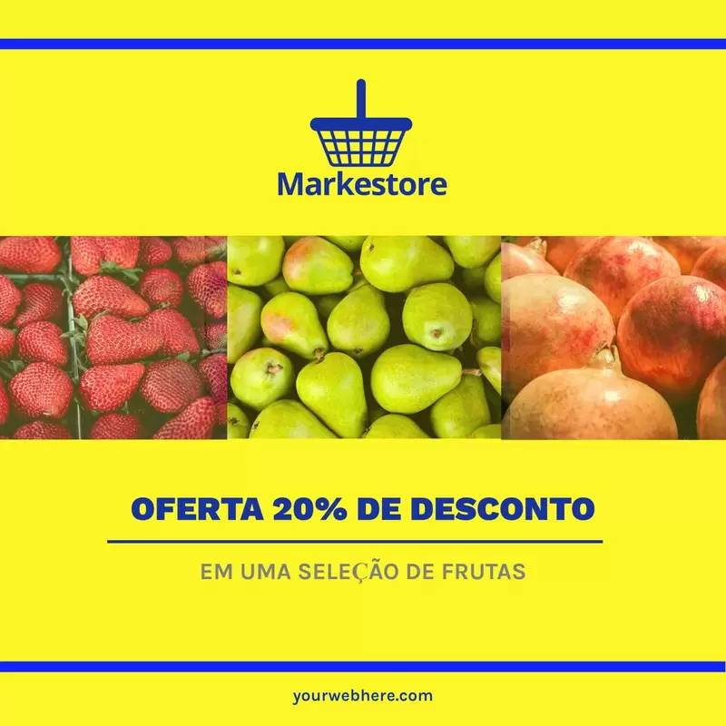Cartaz personalizável para anunciar descontos de 20% em frutas e legumes