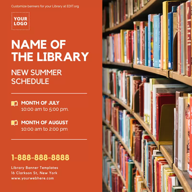 Free library signs and posters to edit online