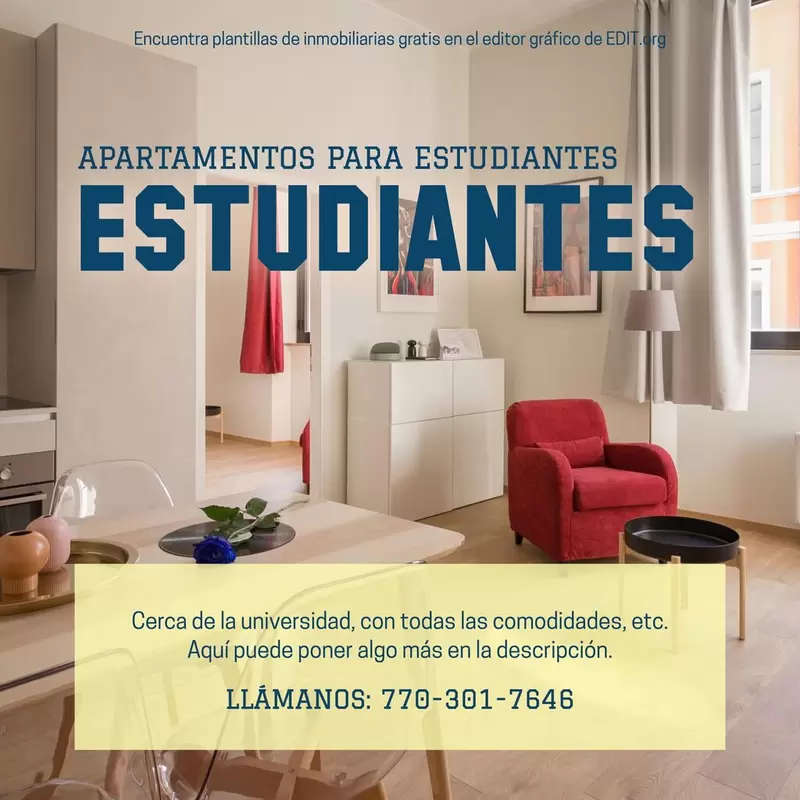 Cartaz digital editável para anunciar o aluguer de apartamentos de estudantes