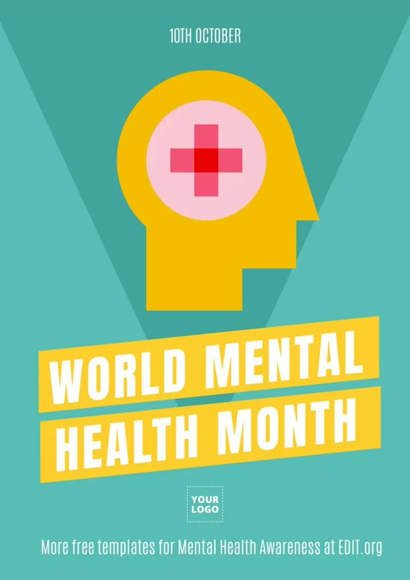 World mental health month poster to edit online and print