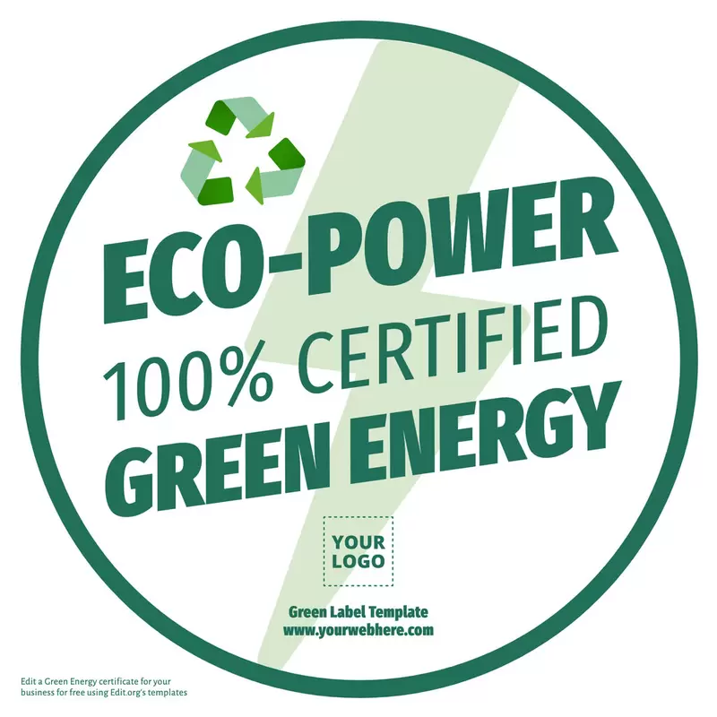 Free editable eco-friendly green energy label to print