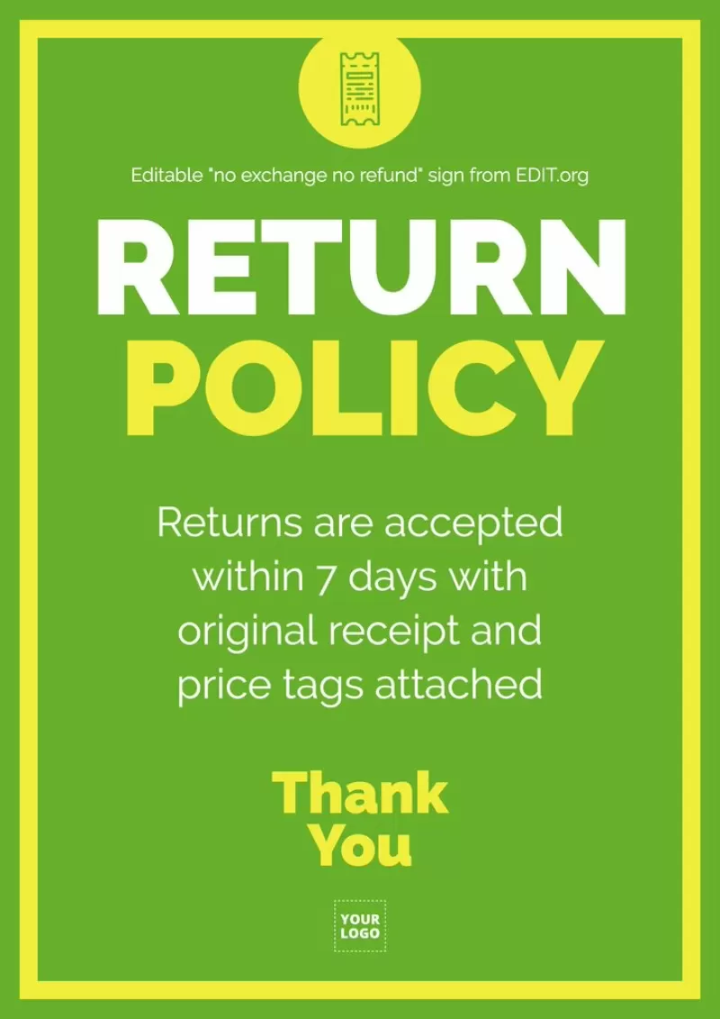 Customizable refund policy conditions poster