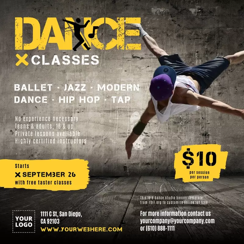 Modello personalizzato di lezioni di ballo per le scuole di ballo