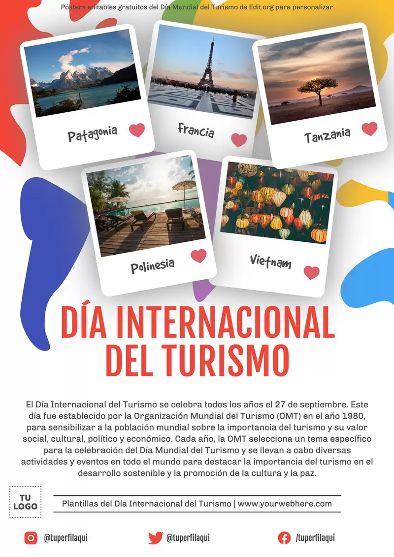 Póster con información sobre el día mundial del turismo gratis