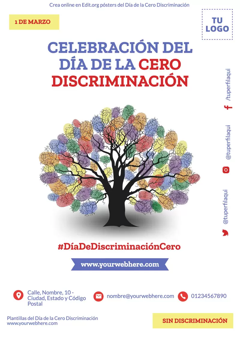 Cartel imprimible para Día Nacional contra el Racismo y toda forma de Discriminación