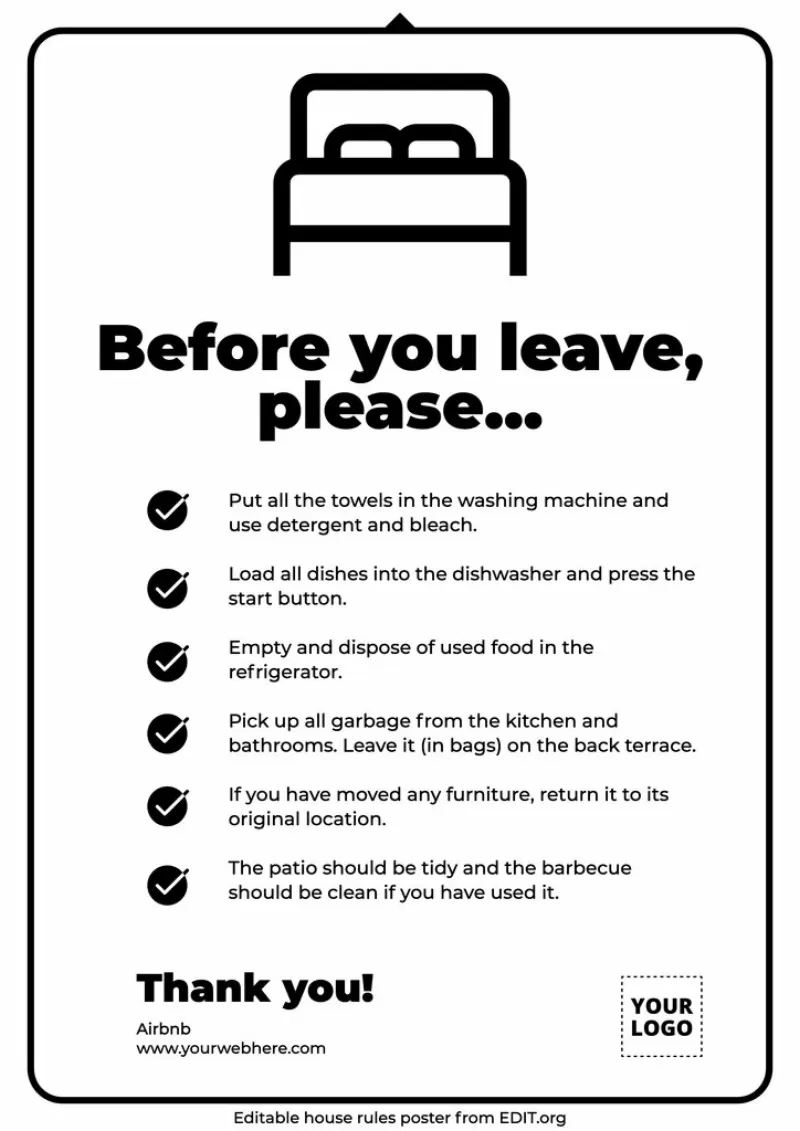 Before you leave poster for Airbnb
