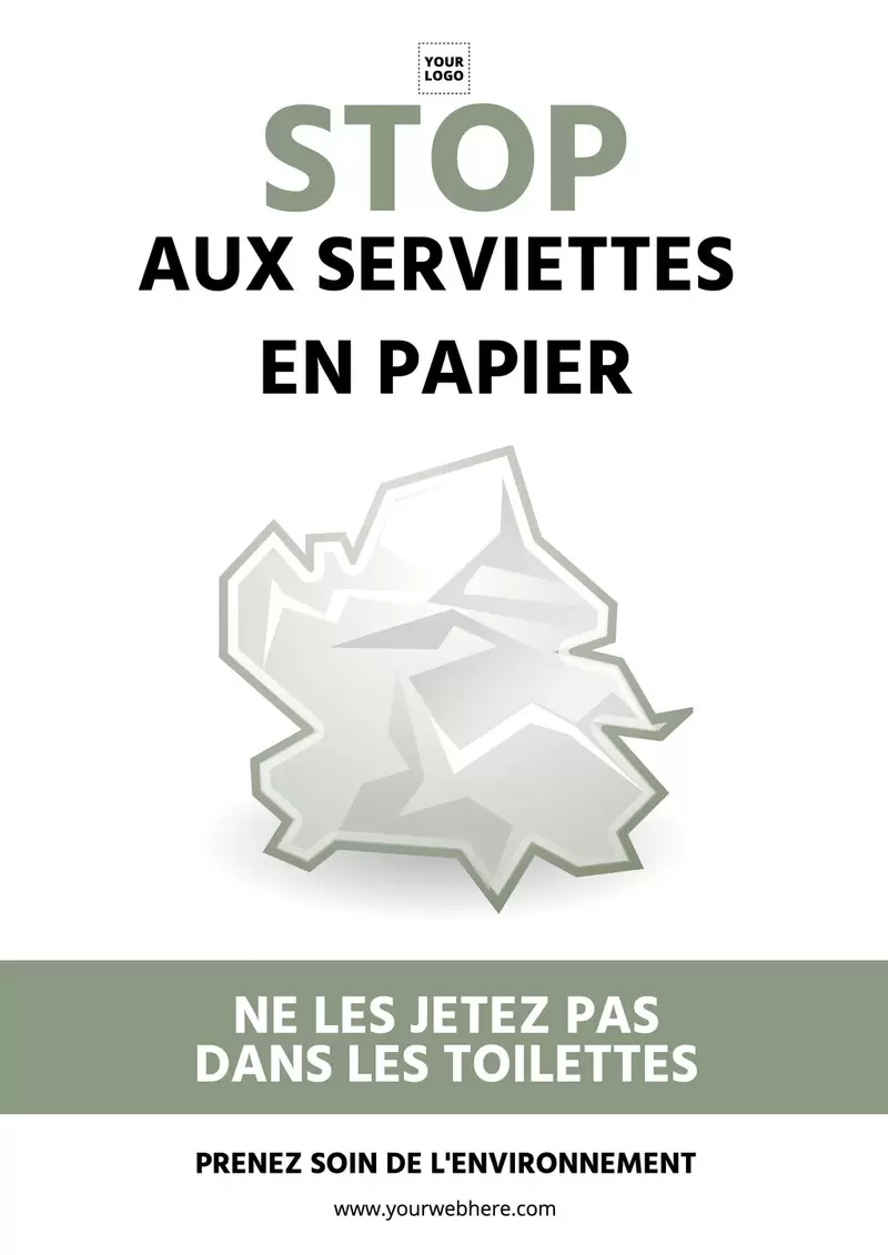 modèle d'affiche éditable en ligne pour stopper l'utilisation de serviettes en papier