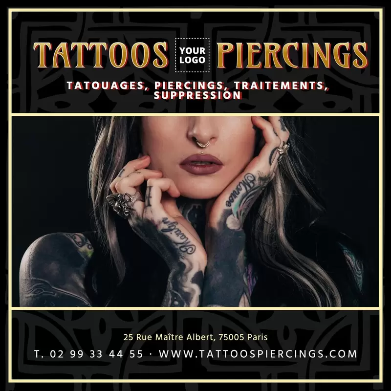 modèle éditable en ligne d'affiche pour un salon de tattoo