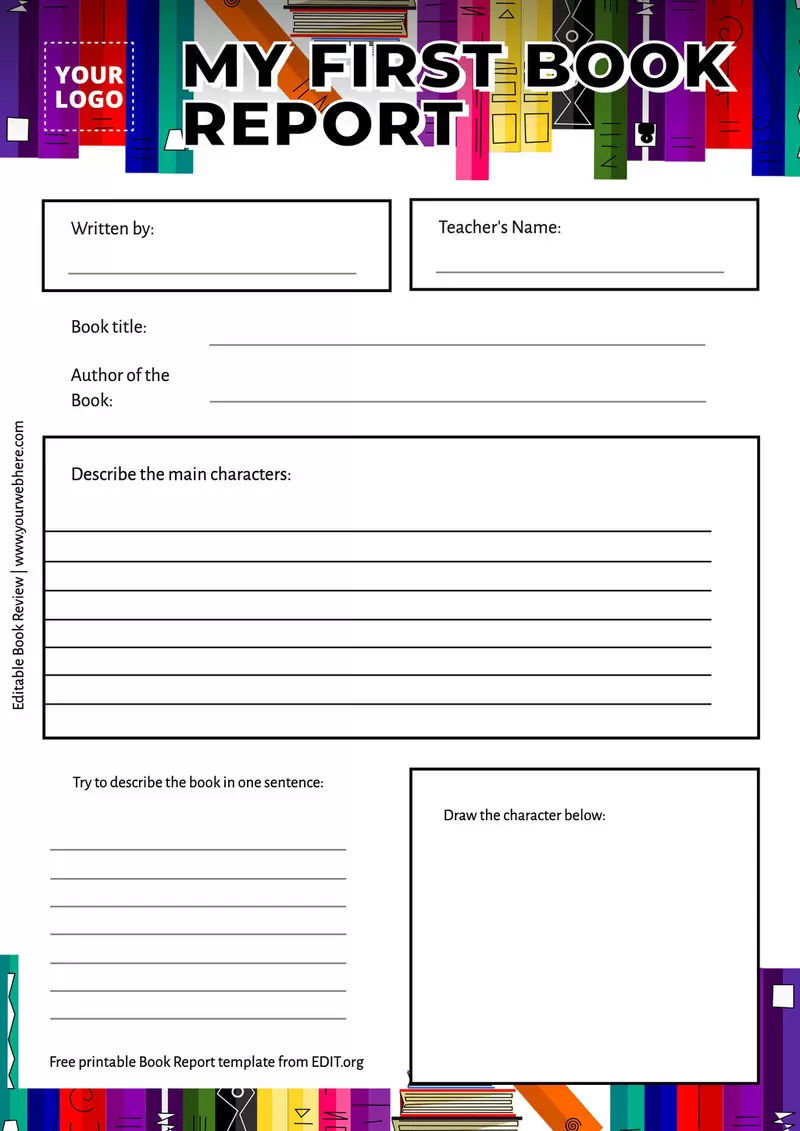 Editable book report for 4th graders template