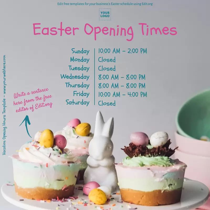 Create Easter Opening Schedule template for your store