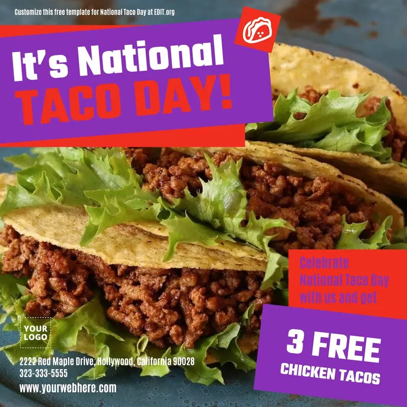 Editable National Taco Day banner