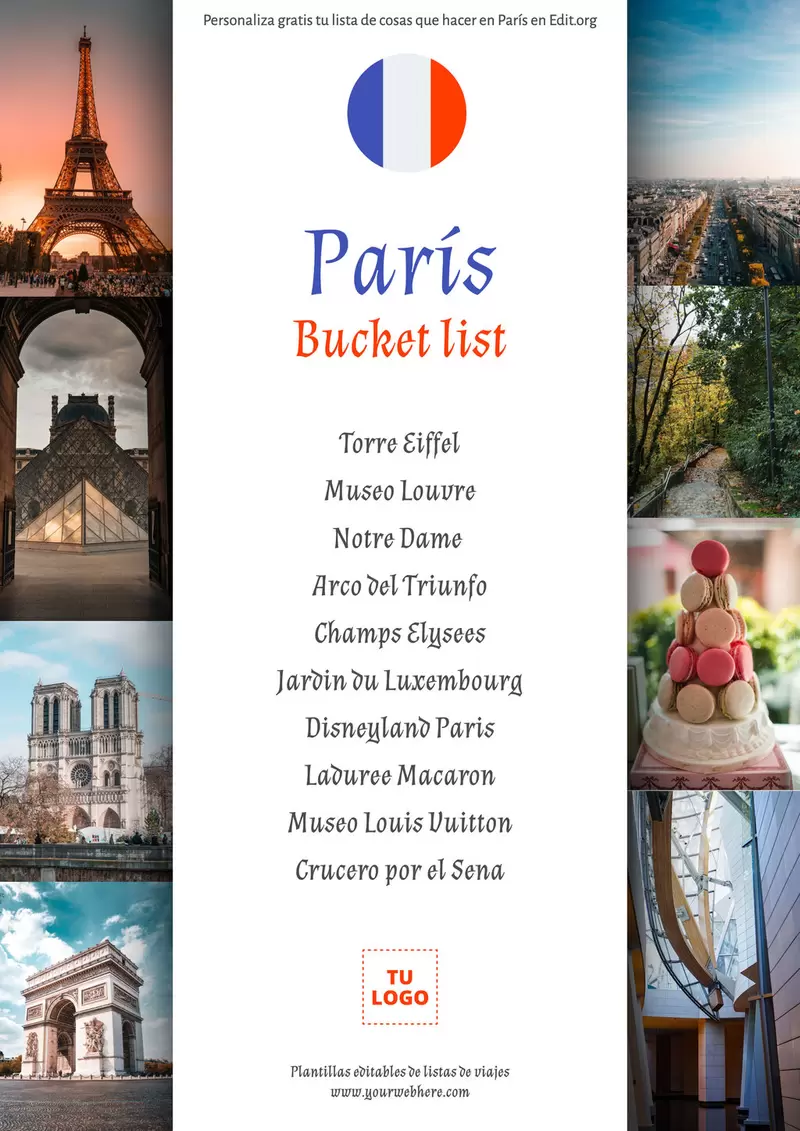 Plantilla para lista de cosas a ver en París descargable gratis