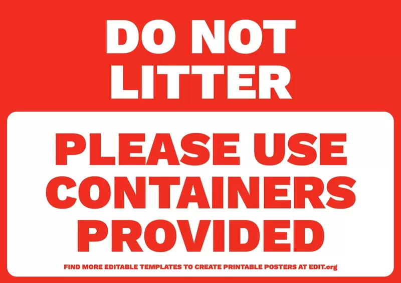 Please, Do Not Litter sign template to edit online for free