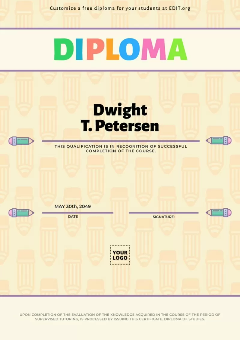 Editable diploma awards for schools