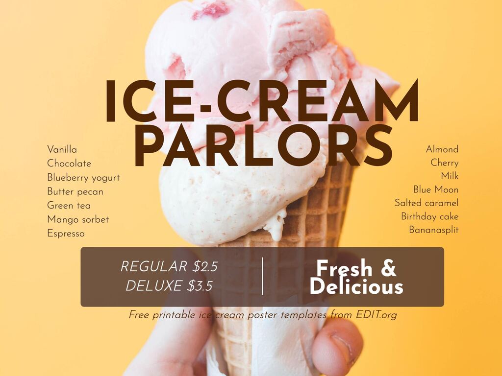 free customizable ice cream sale poster templates