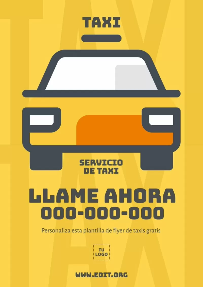 Plantilla de flyer para anuncio de número de Servicio de Taxi