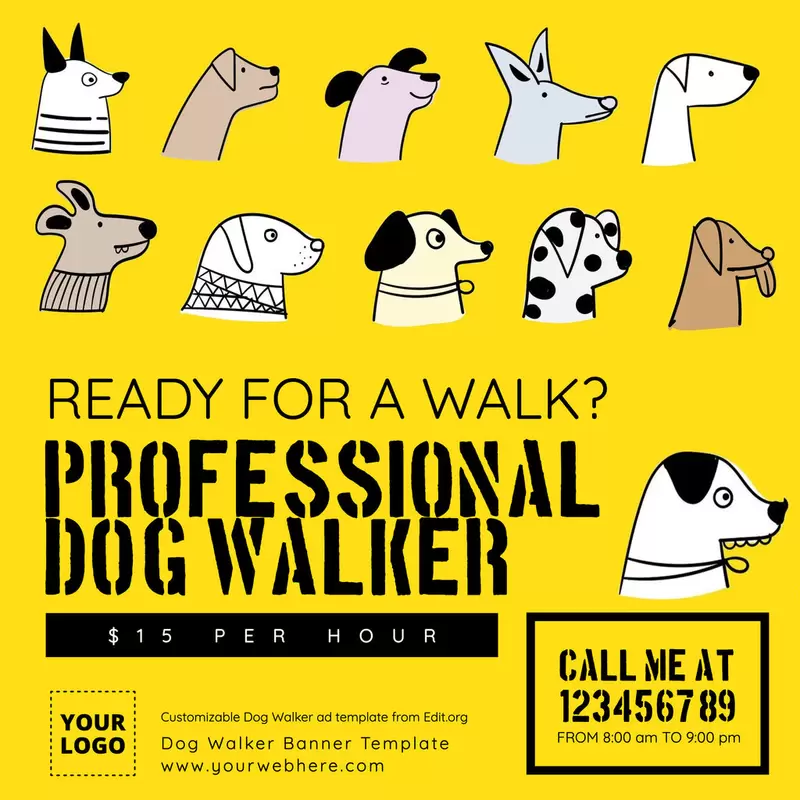 Customizable dog walking service flyer templates online
