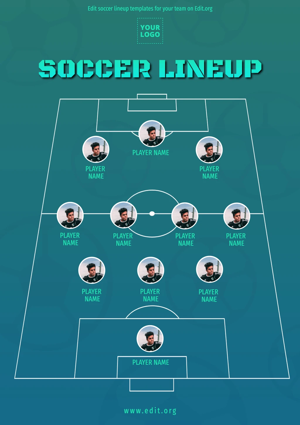 Youth soccer lineup template to customize online