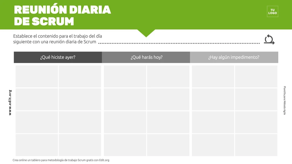 Plantilla para método de trabajo Scrum gratis