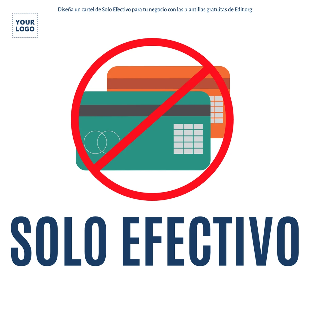 Cartel Pagos Solo en Efectivo para personalizar