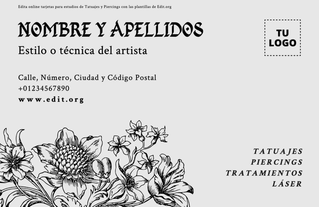 Plantillas gratuitas para tarjetas de visita Tattoo y Piercing