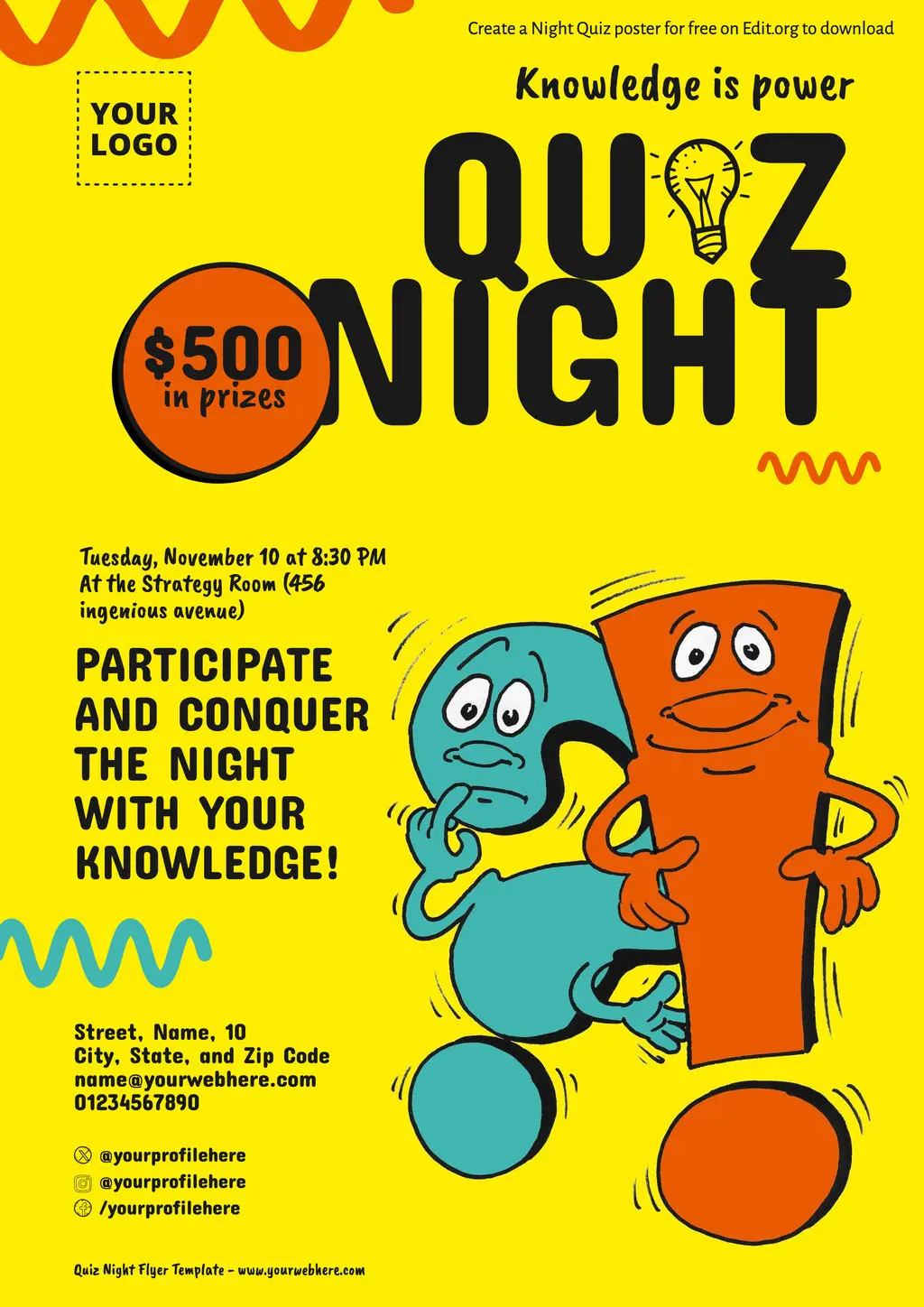 Editable Quiz Night Poster Templates Editable Quiz Night Poster Templates
