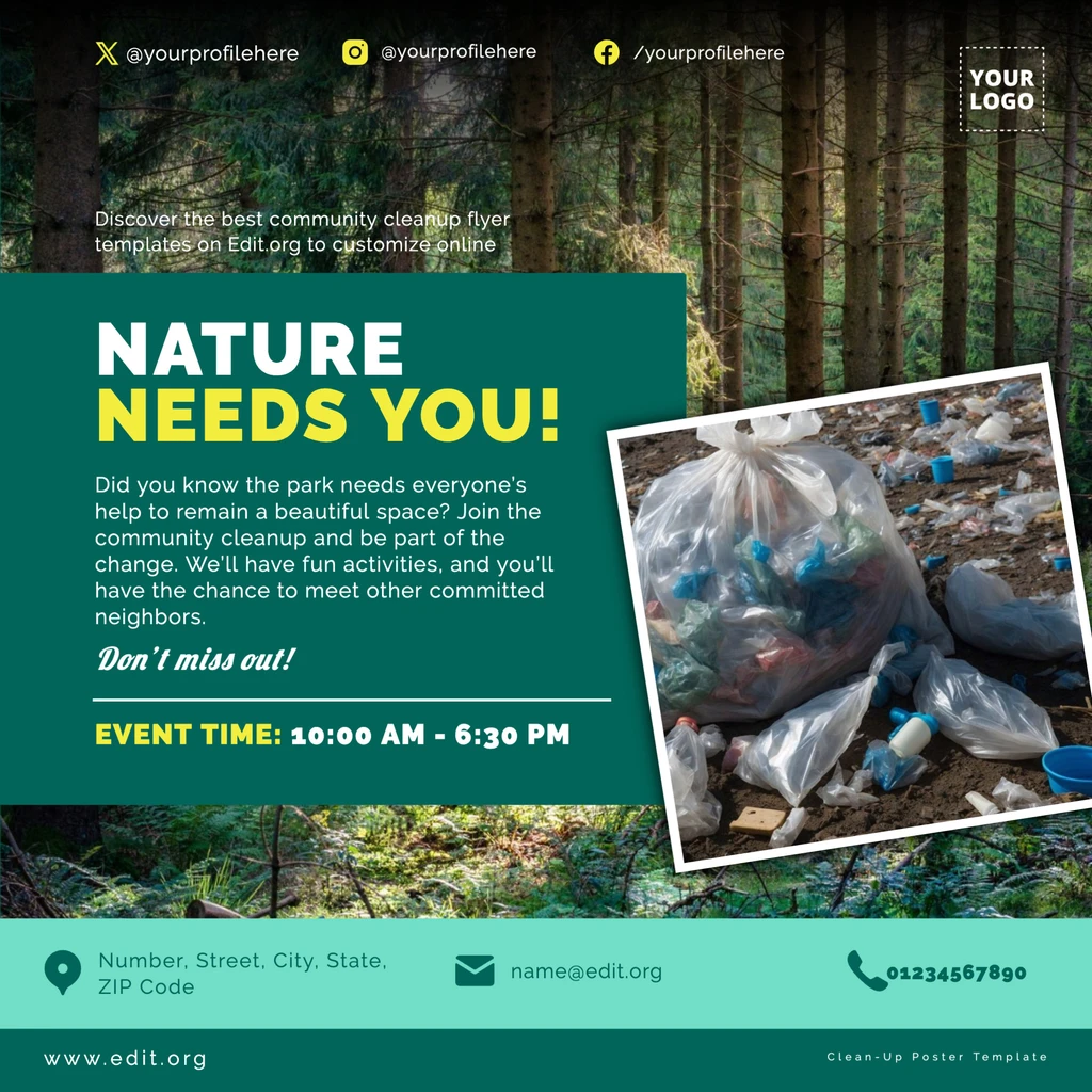 Printable Nature and Leaf Cleanup flyer template
