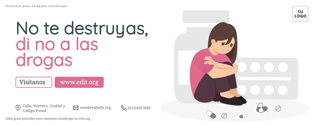 Banner para campaña de No a las Drogas gratuito
