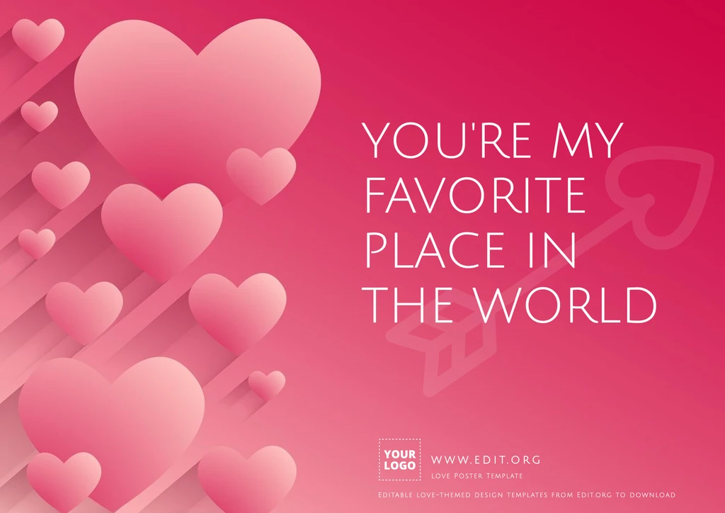 Printable Love card design template to download