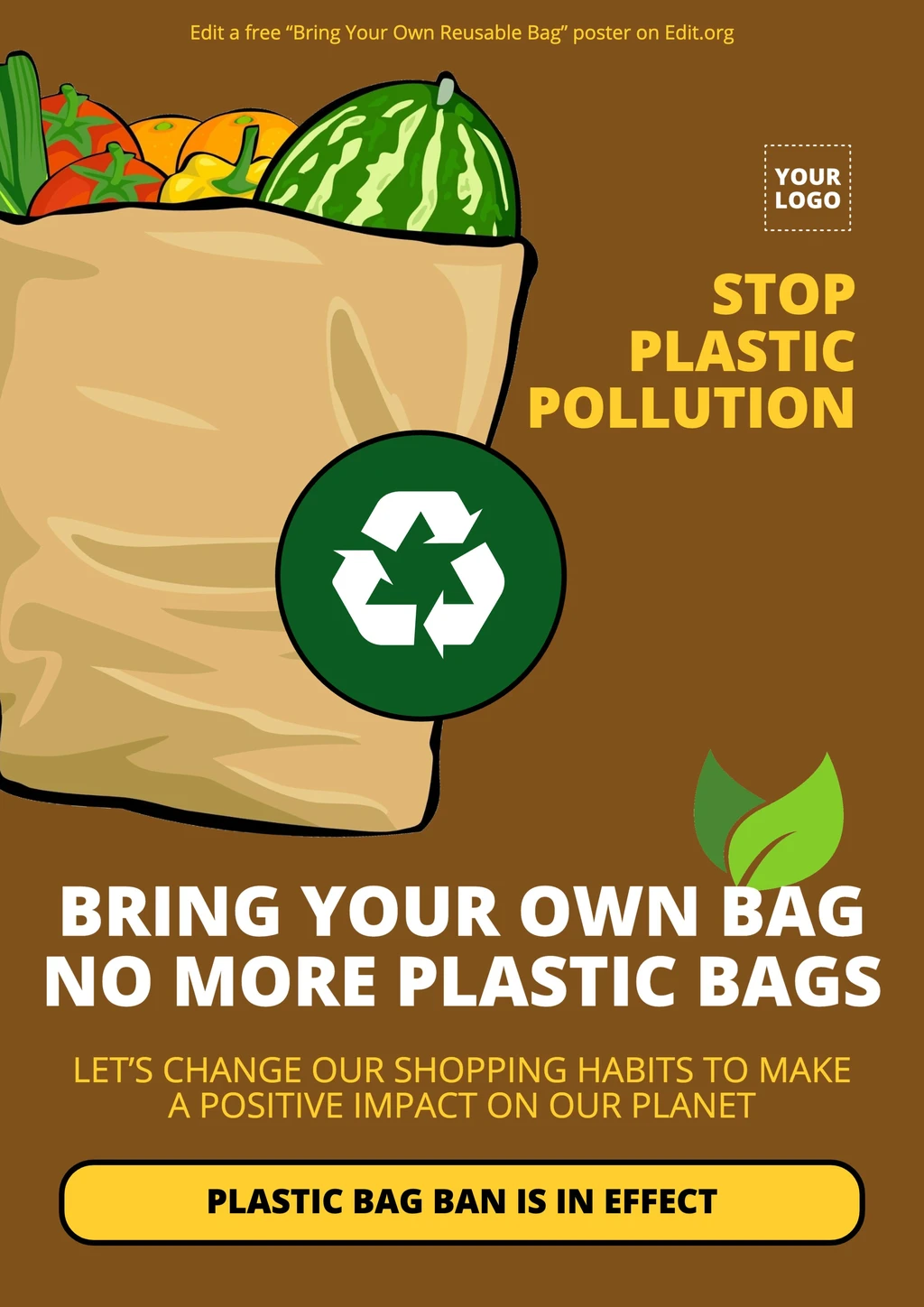 Free Bring your own Grocery Bag poster template