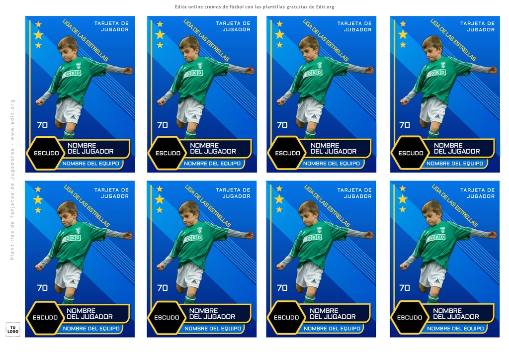 Plantillas de tarjetas de soccer personalizables para jugadores