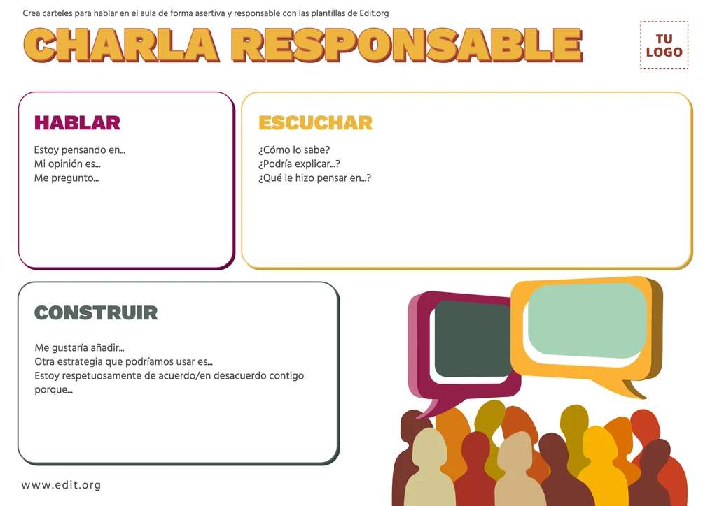 Cartel de la comunicación asertiva para personalizar gratis