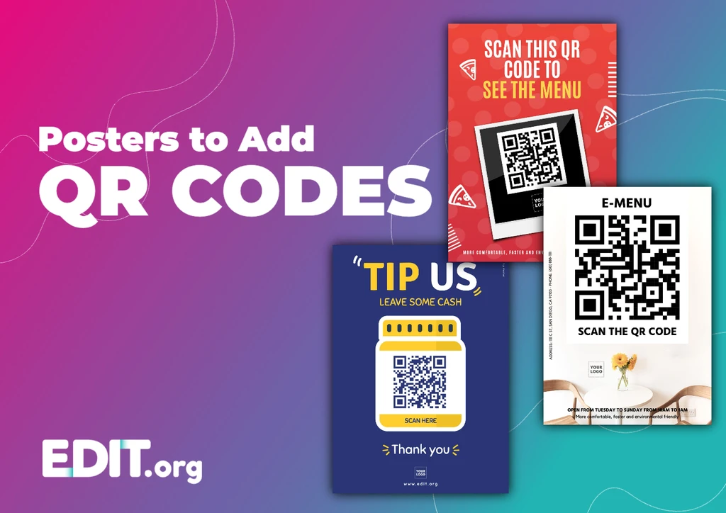 Free online graphic editor to insert QR codes in templates