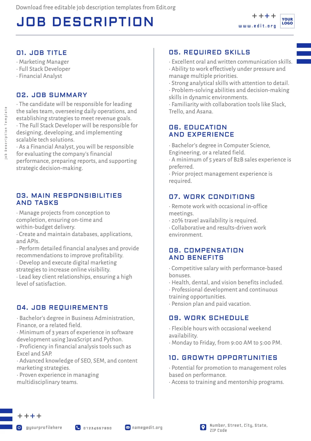 Customizable Scope of Work free template for companies