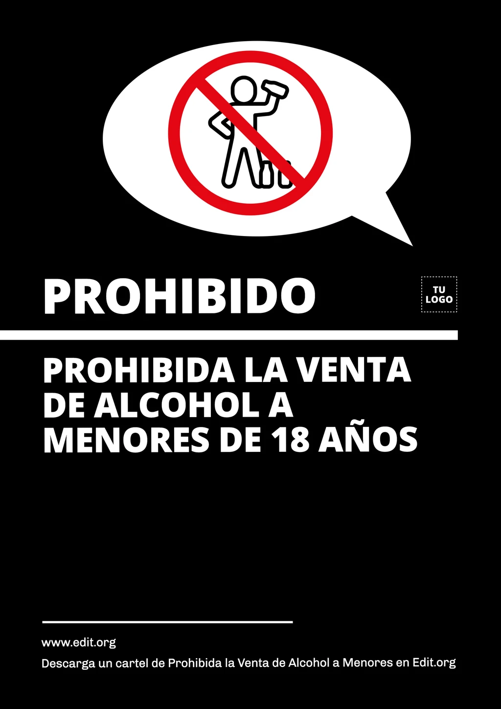 Cartel prohibido venta de alcohol a menores de edad para descargar