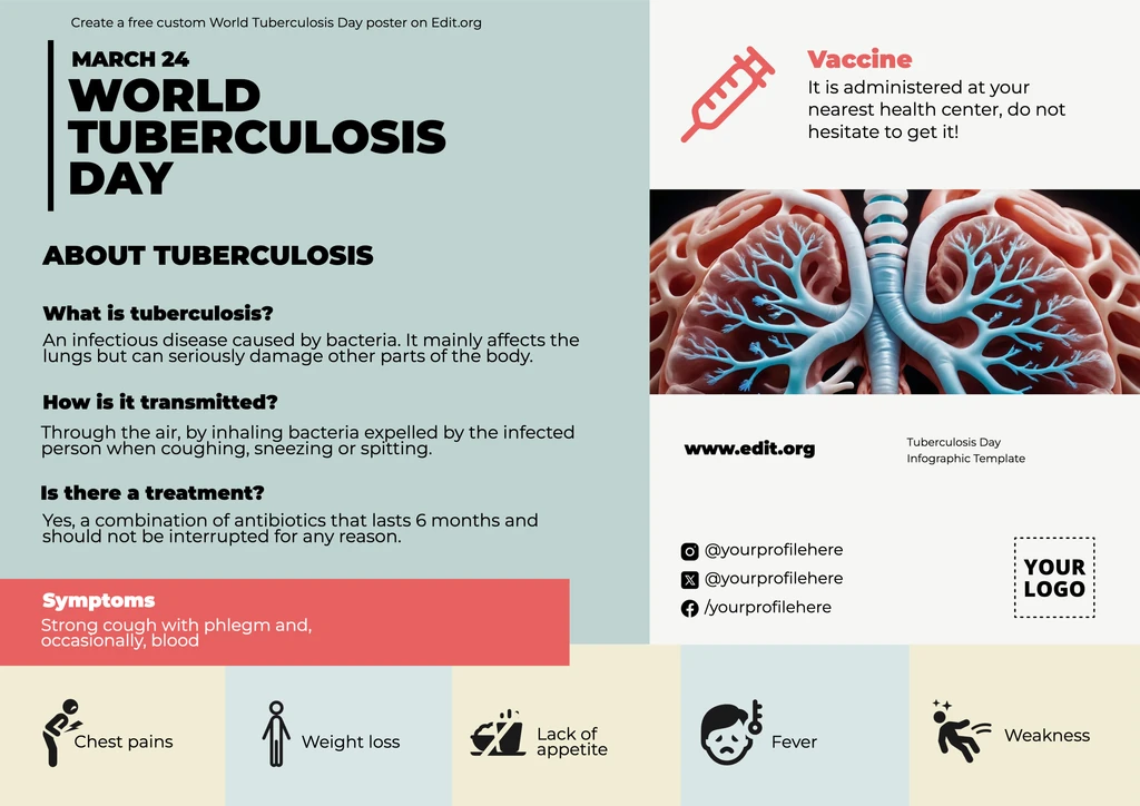 Free Tuberculosis Day poster infographic with data