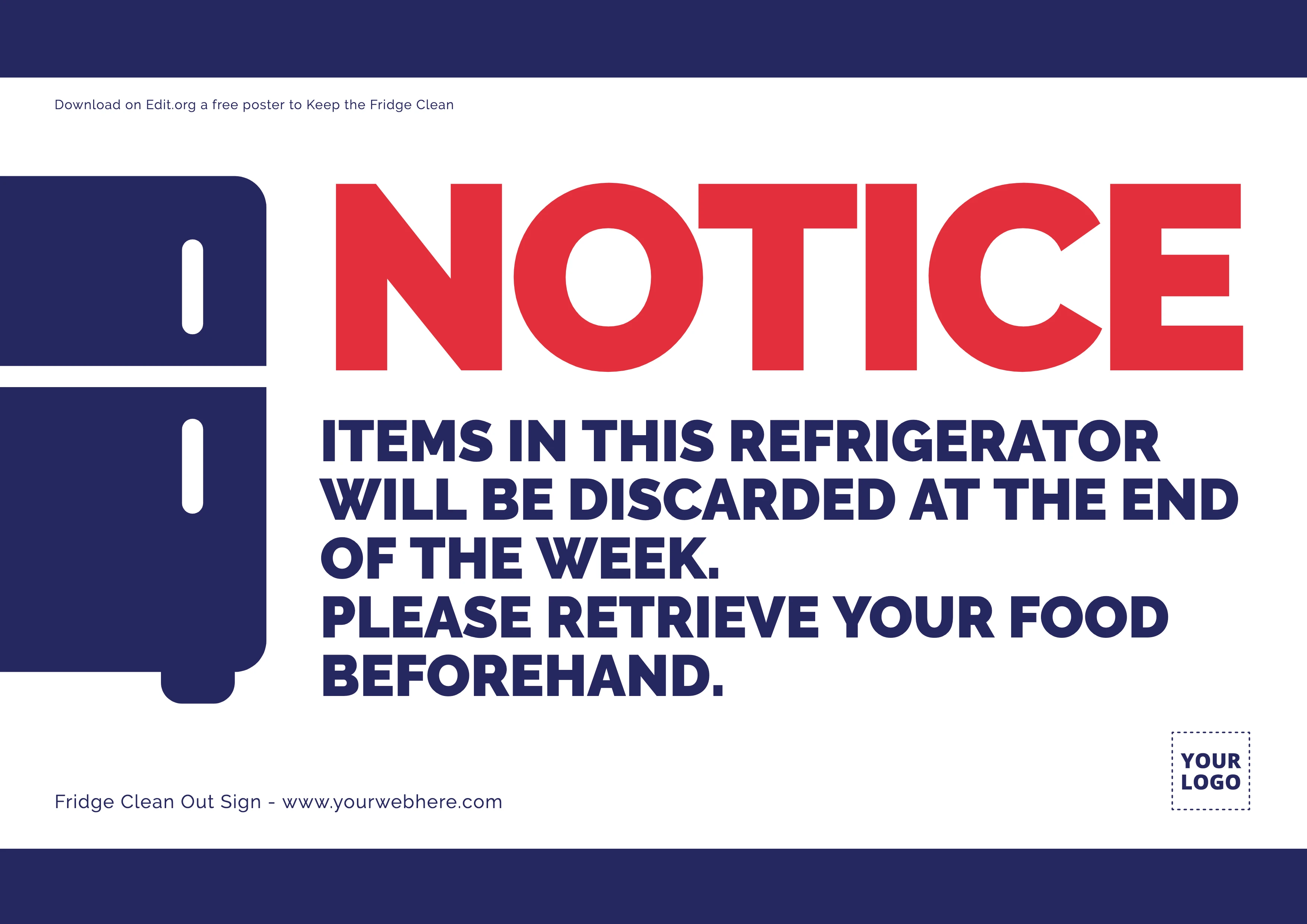 Create a custom Refrigerator Clean Up sign online
