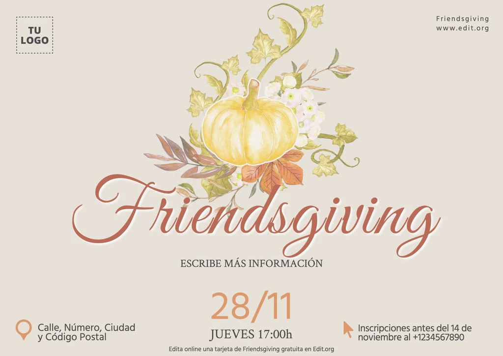 Plantilla para tarjeta de Friendsgiving online