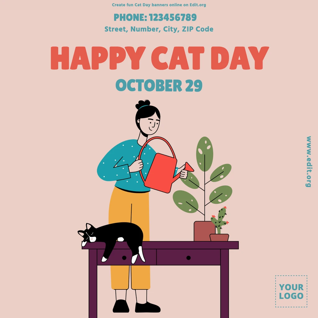 Free poster with International Cat Day photos